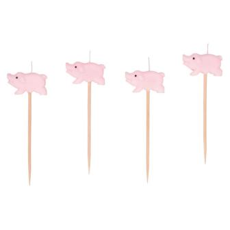 8 mini bougies figurines "Cochon porte-bonheur"