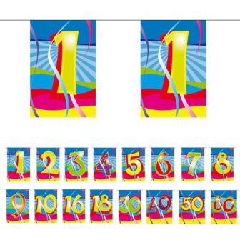 Mini guirlande de fanions avec chiffres multicolores 4 m