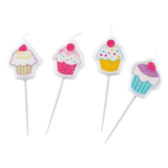 Mini bougies figurines "Muffin Party" 4 pcs