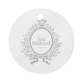 10 cartons nominatifs "Just Married" - blanc