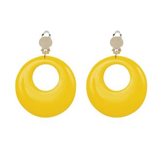 Boucles d'oreille à clips unicolores fluos - jaune