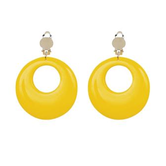 Boucles d'oreille à clips unicolores fluos - jaune