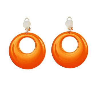 Boucles d'oreille à clips unicolores fluos - orange