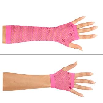 Gants en résille rose vif fluo