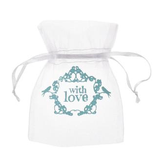 10 sachets en organdi "With love" - vert