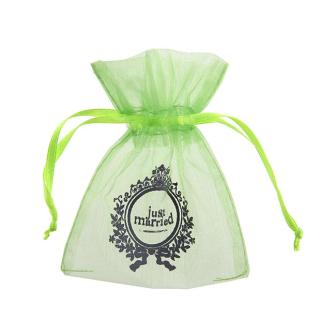 10 sachets Organdi "Just Married" - vert clair