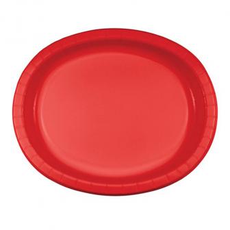8 assiettes en carton ovale "Gourmandises" rouge