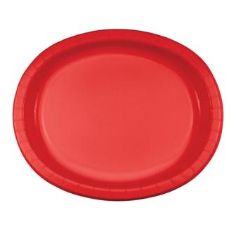 8 assiettes en carton ovale "Gourmandises" rouge