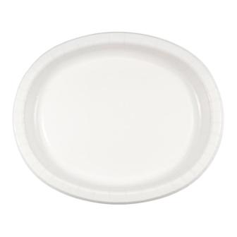 8 assiettes en carton ovale "Gourmandises" blanc