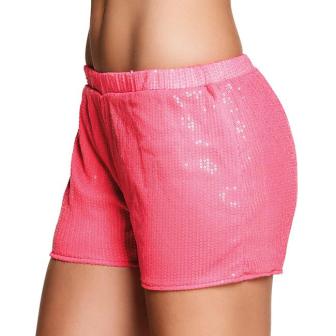 Short à paillettes "Hotpants" taille M - rose vif fluo