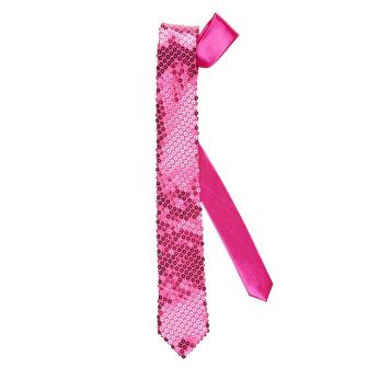 Cravate à paillettes - rose vif