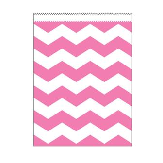 10 sachets en papier "Crazy Stripes" - rose vif