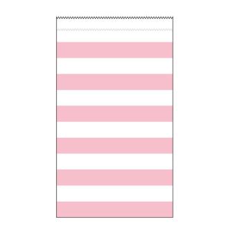 15 sachets en papier à rayures - rose
