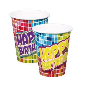 6 gobelets en carton "Happy Crazy Birthday"