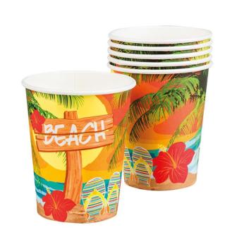 6 Gobelets en carton "Beach Party" 