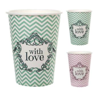 10 gobelets en carton "With love"