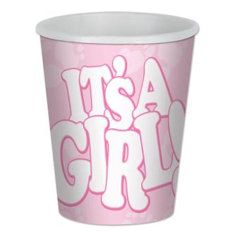 8 gobelets en carton "It's a girl!"