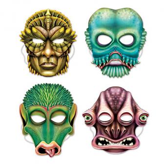 4 masques en carton "Aliens" 