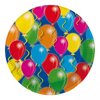 8 assiettes en carton "Ballons multicolores"
