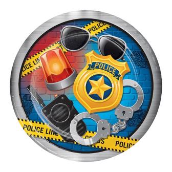 8 assiettes en carton "Police cool" 