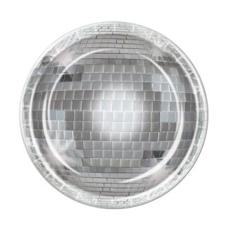 8 assiettes en carton "Boule disco"