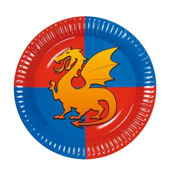 6 assiettes en carton "Coeur de dragon" 