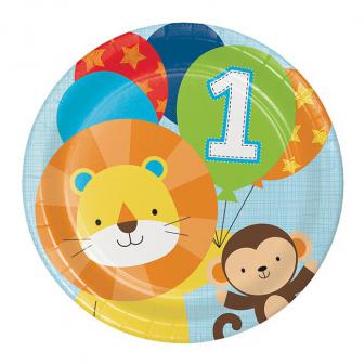 8 Assiettes en carton "Jungle Boys 1. anniversaire" 