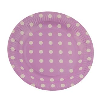 8 assiettes en carton "Pois colorés" lilas 