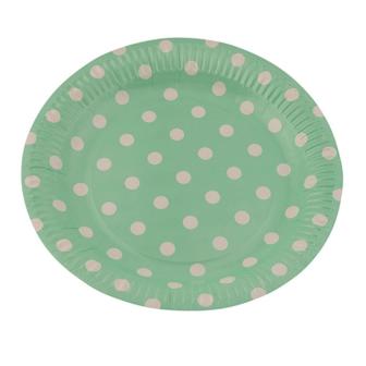 8 assiettes en carton "Pois colorés" vert 