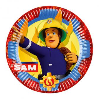 8 Assiettes en carton "Sam, le pompier courageux" 