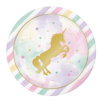 8 assiettes en carton "Licorne scintillante"