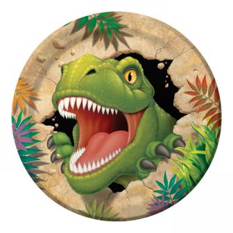 8 assiettes en carton "Dangereux dinosaures"
