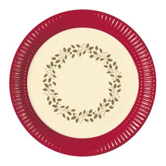 8 assiettes en carton "Fêtes de Noël dorées"