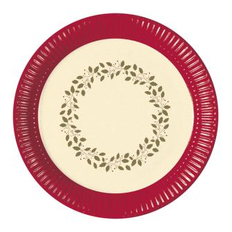 8 assiettes en carton "Fêtes de Noël dorées"