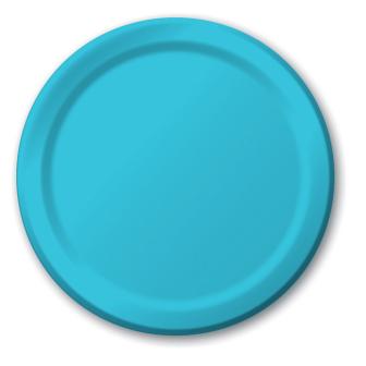 24 assiettes en carton - bleu caraïbe