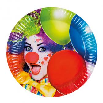 6 assiettes en carton "Clown coloré" 