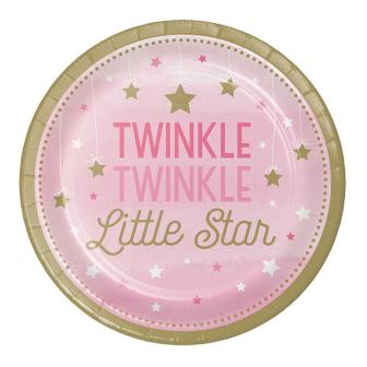 8 assiettes en carton "Little Star" rose