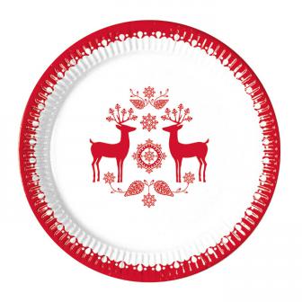 8 assiettes en carton "Adorables rennes de Noël"