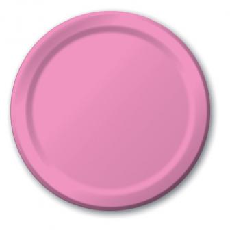 24 assiettes en carton - rose vif