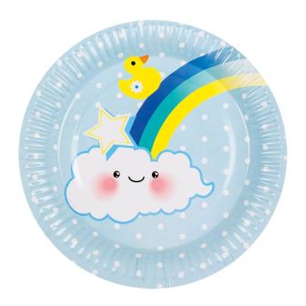 6 assiettes en carton "Alarme tétine" bleu
