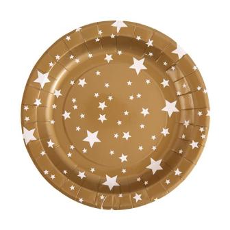 10 assiettes en carton "Étoiles magiques" doré