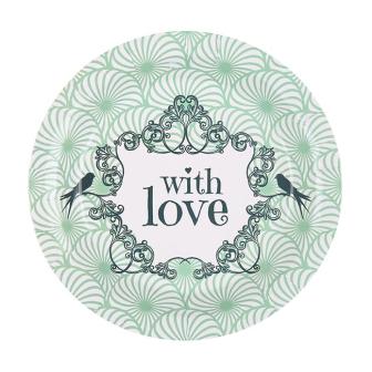 10 assiettes en carton "With love" - vert