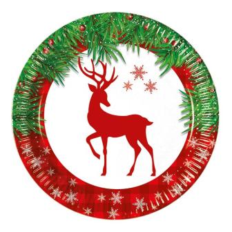 8 assiettes en carton "X-Mas Deer"