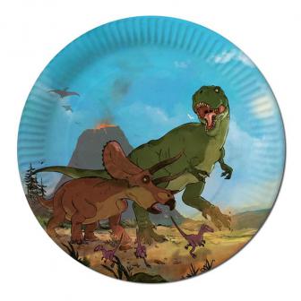 8 assiettes en carton "Vie de dinosaures"