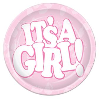 8 assiettes en carton "It's a girl!"