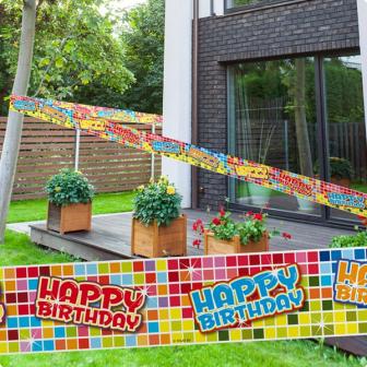 Rouleau de rubalise "Happy Crazy Birthday" 7 m