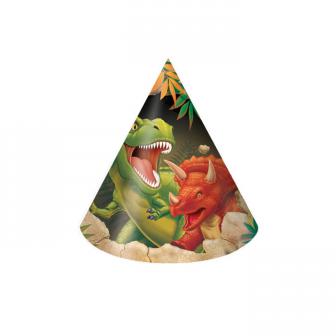 8 chapeaux pointus "Dangereux dinosaures"