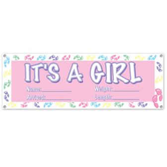 Bannière personnalisable "It's a baby" 150 cm - rose