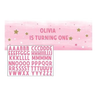 Banniére personnalisable "Little Star" 81-pcs rose