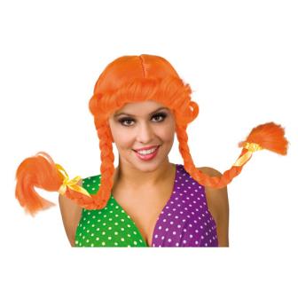 Perruque avec petites tresses - orange